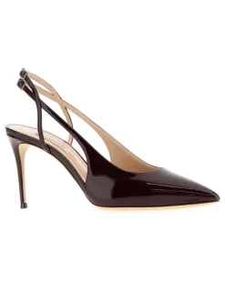 Women's Burgundy Leather Chanel Pumps Winsurf Scarpe Con Tacco High Heel Shoes