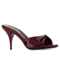 Women's Burgundy Leather Mules Porpora Sandali Sandal Purple