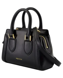 Women's Calfskin Leather Top Handle Bag Black