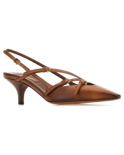 Women's Camel Leather Pumps Cognac Scarpe Con Tacco High Heel Shoes Brown