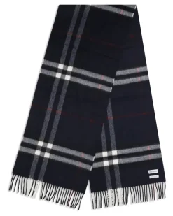 Women's Cashmere Check Scarf Ink Blue Kashmir-Capra Hircus Kashmir/capra Scarfs Navy