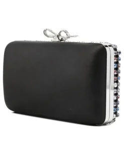 Women's Chainmail Crystal-Embellished Mini Clutch Bag Ss26 W Black