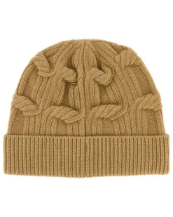 Women's Chain Wool-Knit Beanie Camel