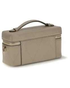 Women's Charlie Beauty Case Soft Cement Calf Leather Bos Taurus Cases Beige
