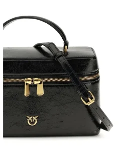 Women's Classic Leather Beauty Case Nero-Antique Gold Calf Bos Taurus Wallet Black