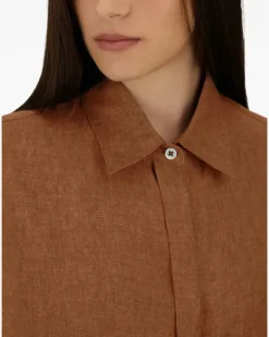 Women's Concealed-Fastening Sleeveless Shirt Ss26 W Tan