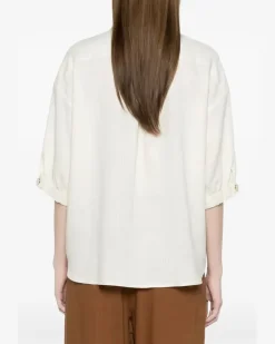 Women's Concealed-Fastening Sleeveless Shirt Ss26 W Tan