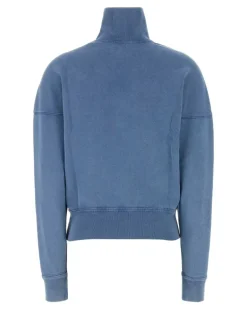 Women's Cotton-Blend Sweatshirt Blue Polyester Sweater