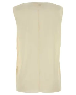Women's Cream Stretch Cupro Allo Top Antiquewhite Exterior: Elastane Maglie Sweater Beige