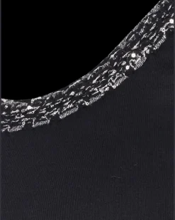Women's Crew-Neck Embellished-Trim Tank Top Ss26 W Black