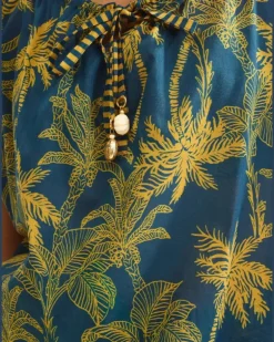 Women's Crocodile Palm-Tree Print Top Ss26 W Blue