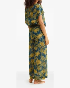 Women's Crocodile Palm-Tree Print Top Ss26 W Blue
