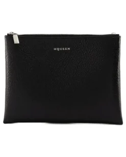 Women's Cross Bar Clutch Black Lambskin