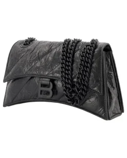 Women's Crush Chain S Hobo Black Leather Calfskin Crossbodies