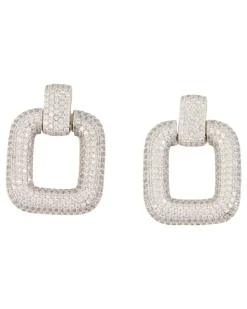Women's Crystal Earrings Self Portrait Brass Silvered Jewelry-Watches