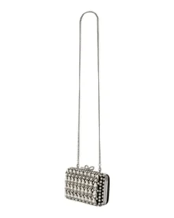 Women's Crystal-Embellished Clutch Ivory Satin