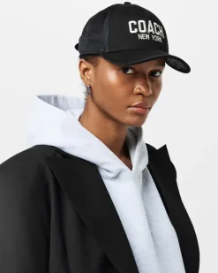 Women's Cu355blk Embroidered Logo Baseball Cap Black Cotton Polyester Leather