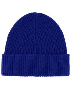 Women's Cuffia Cashmere Ribbed Beanie Blue