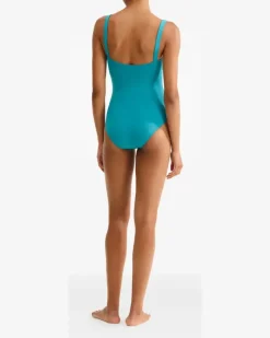 Women's Dahabiya Button-Embellished Swimsuit Ss26 W Turquoise