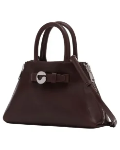 Women's Data Top Handle Bag Brown Calfskin