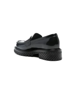 Women's Diag-Stripe Leather Loafers Aw23 W Black