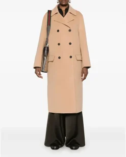 Women's Double-Breasted Coat Aw24 W Beige
