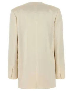 Women's Double-Breasted Satin Blazer White Blazers