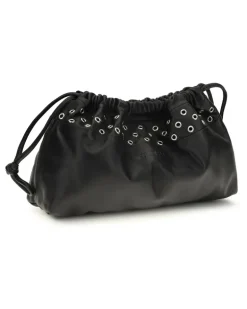 Women's Double Clutch With Eyelets Lamb Black Calf Leather Bos Taurus Clutches