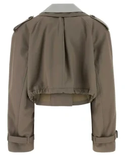 Women's Dove Grey Gabardine Trench Coat Taupegrey Exterior: Polyester Cotton Beige