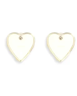 Women's Embellished Heart Earrings Gold Brass