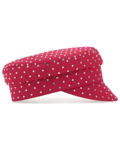 Women's Embellished Satin Flat Cap Pink