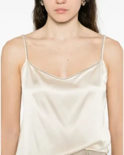 Women's Embellished Top Ss26 W Cream