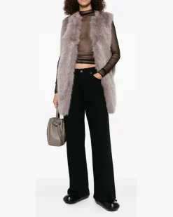 Women's Faux-Fur Sleeveless Vest Aw25 W Mauve