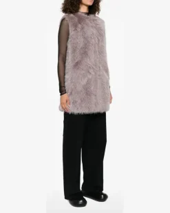Women's Faux-Fur Sleeveless Vest Aw25 W Mauve