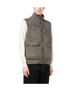 Women's Feather-Down Suede Padded Gilet Aw22 M Taupe