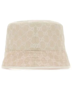 Women's Fedora Gg Monogram Jacquard Bucket Hat Beige Polyester Cotton Nylon