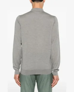 Women's Fine-Knit Polo Shirt Aw24 M Grey