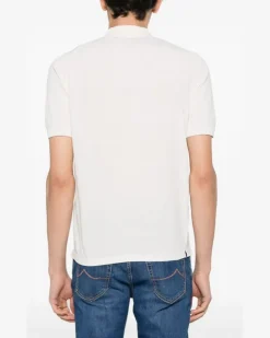 Women's Fine-Ribbed Cotton Polo Shirt White Ss24 M