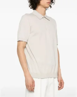 Women's Fine-Ribbed Polo Shirt Beis Ss24 M Beige