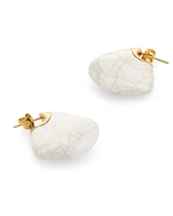 Women's Finn Earring White Ceramic Silver Earrings