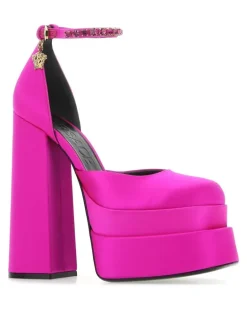 Women's Fuchsia Satin Medusa Aevitas Pumps 1pa4v Scarpe Con Tacco High Heel Shoes medusa Pink