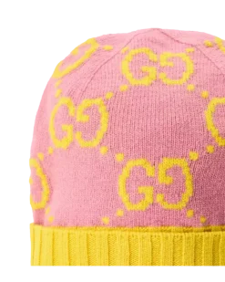 Women's Gg Monogram Wool Beanie Pink Accessories > Beanies & Hats
