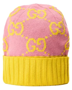 Women's Gg Monogram Wool Beanie Pink Accessories ><noscript><img width=