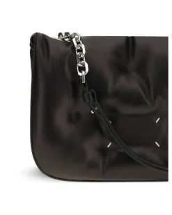 Women's Glam Slam Flap Quilted Leather Mini Bag Black Lamb Ovis Aries Shoulder