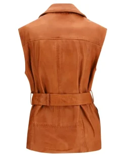 Women's Gypsy Biker-Style Vest Marrone Crema Di Moca Jacket Brown