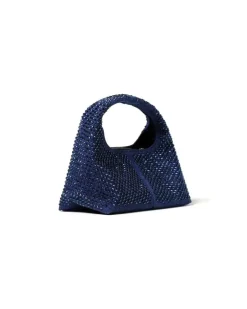 Women's Handbag Dark Wash Crystal Cotton Satchel-bags Blue