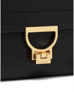 Women's Handbag Grained Leather Black Cowhide Bags - Clutches