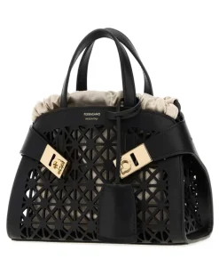 Women's Hug Mini Top Handle Bag Black Calf