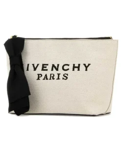 Women's Ivory Canvas Pouch Beigeblack Beauty Case