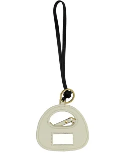 Women's Ivory Leather Keyring Bianco Agnello Portachiavi Keychains White